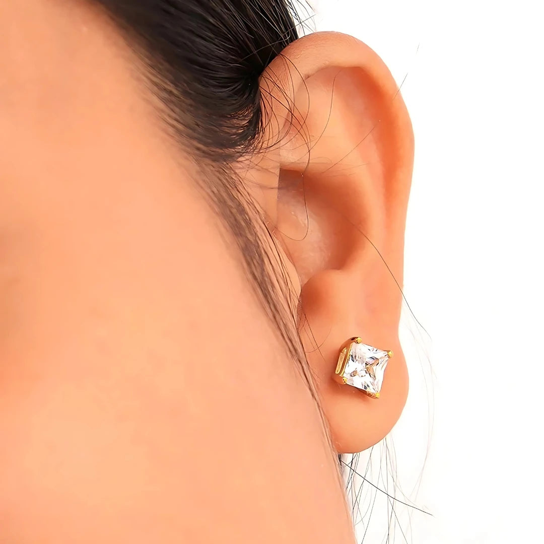 4mm Diamond Studs - 18K Gold Plated