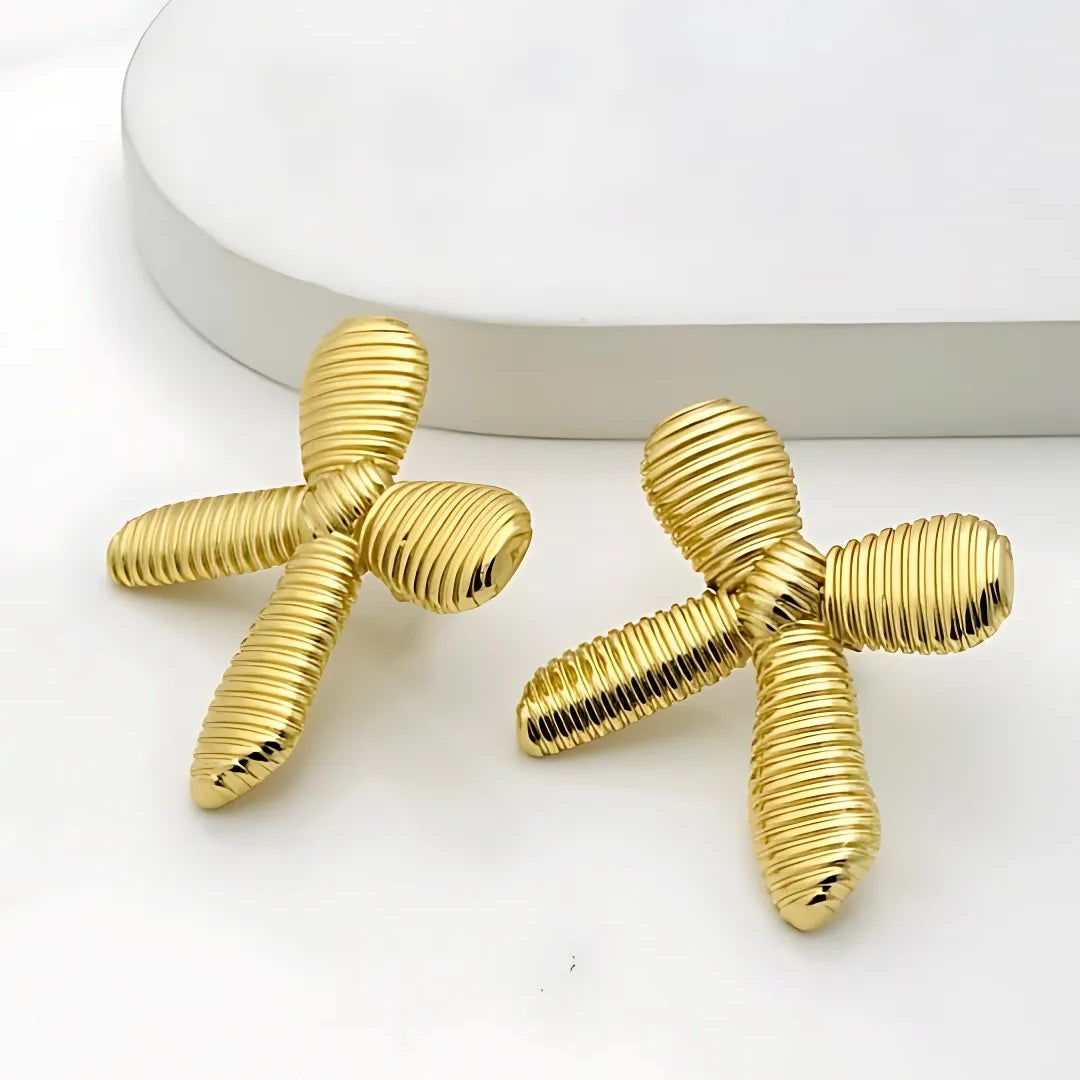 Butterfly Bow Earrings - 18 K Gold Plated Studs