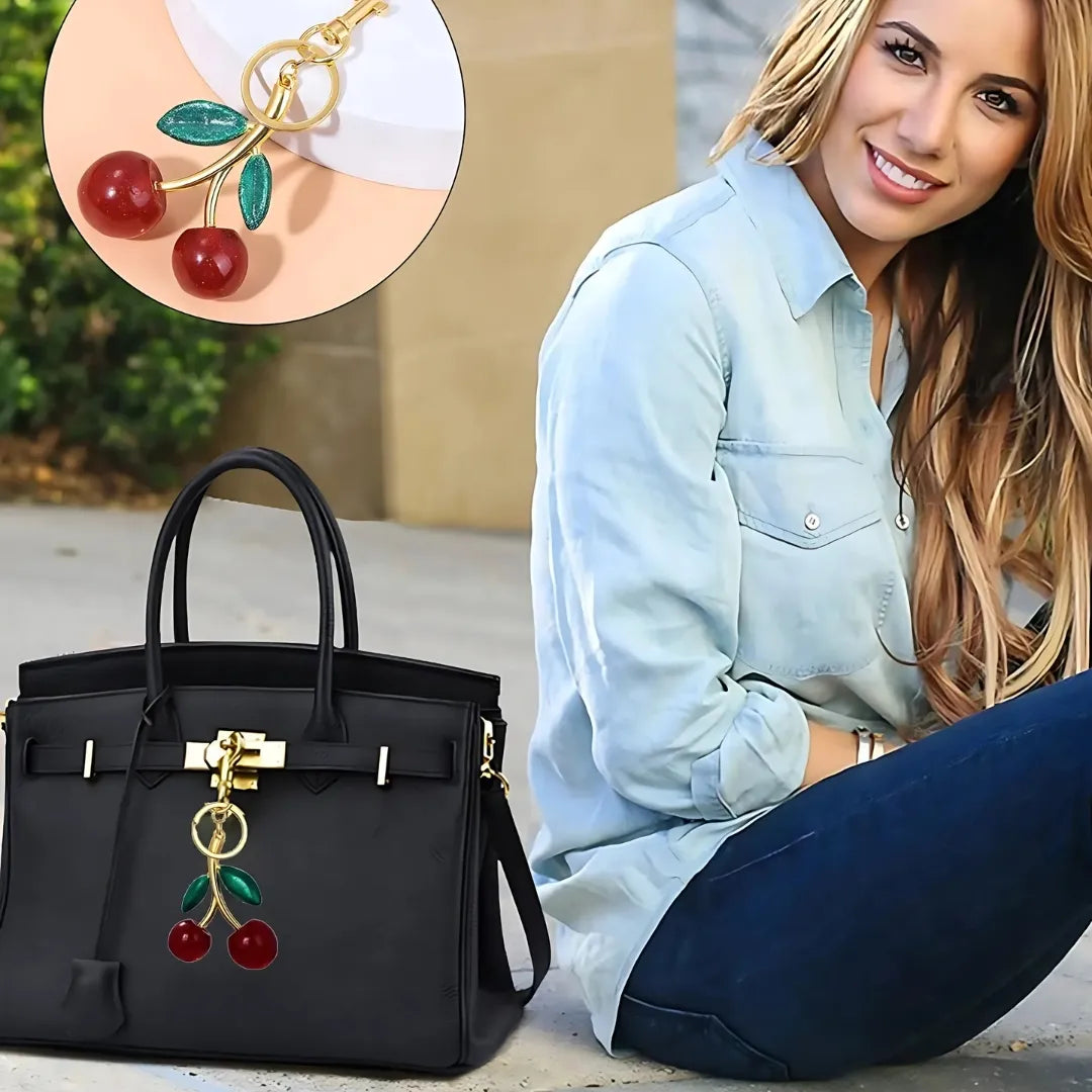 Cherry Bag Charm - 18k Anti Tarnish Cherry Bag Keyring