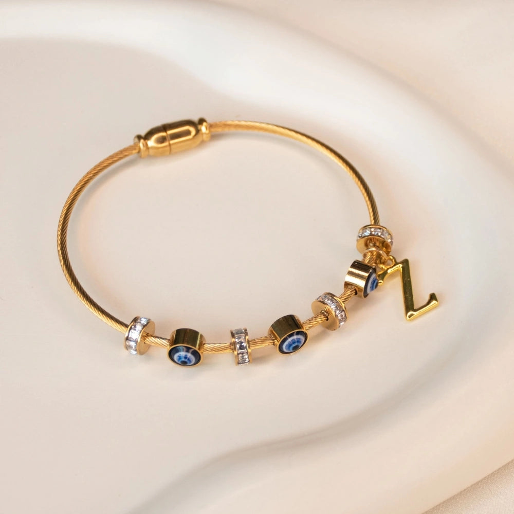 Classic Evil Eye Bracelet with Personalized Name Letter