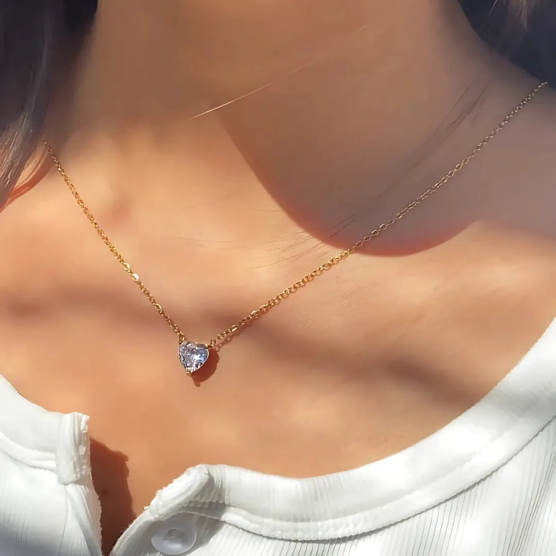 Dainty Heart Diamond Pendant - 18k Gold Plated Anti Tarnish Pendant