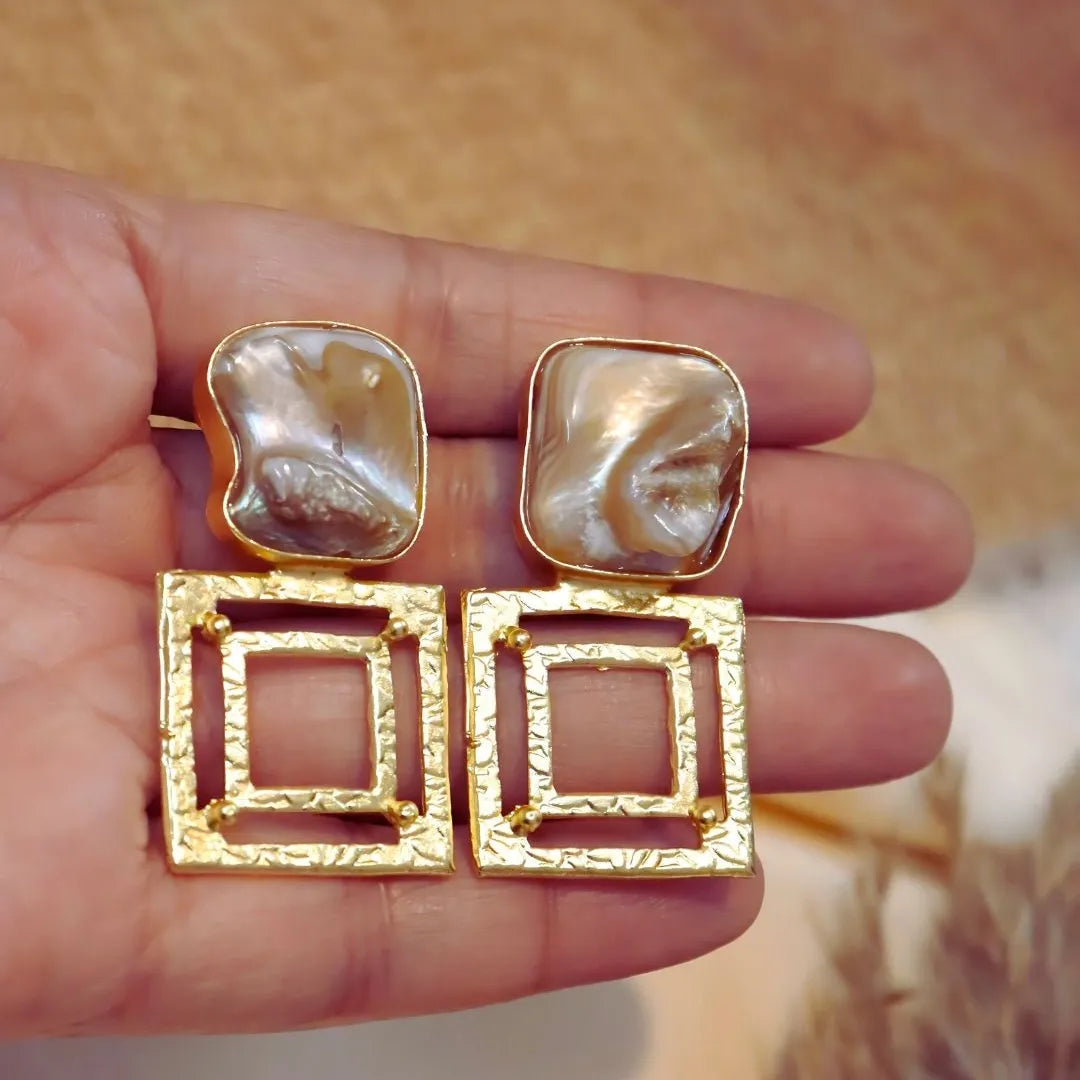 Double Square MOP Earrings
