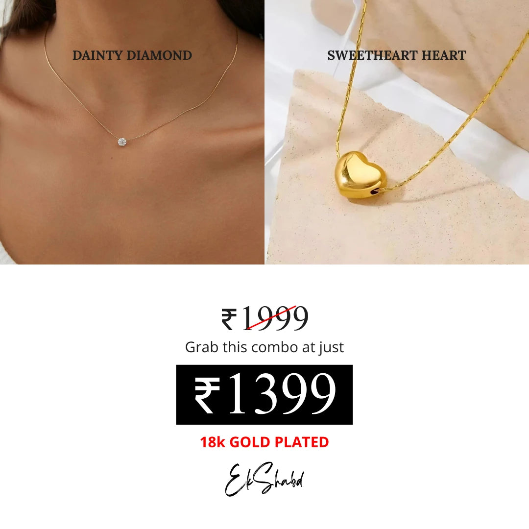 Dainty Diamond + Sweetheart Heart Pendant Combo