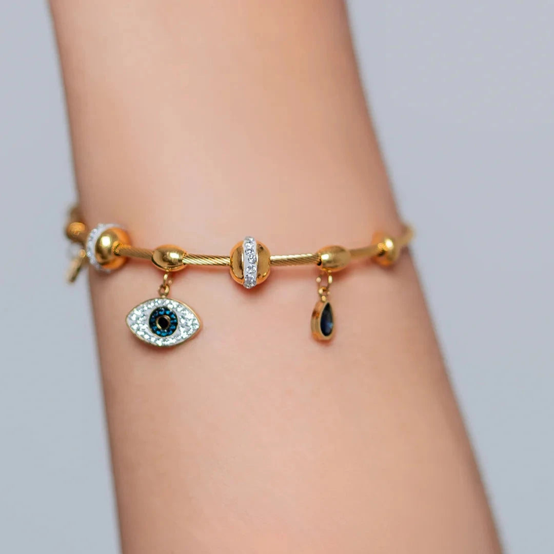 Evil Eye Charm Bracelet – 18K Gold Plated