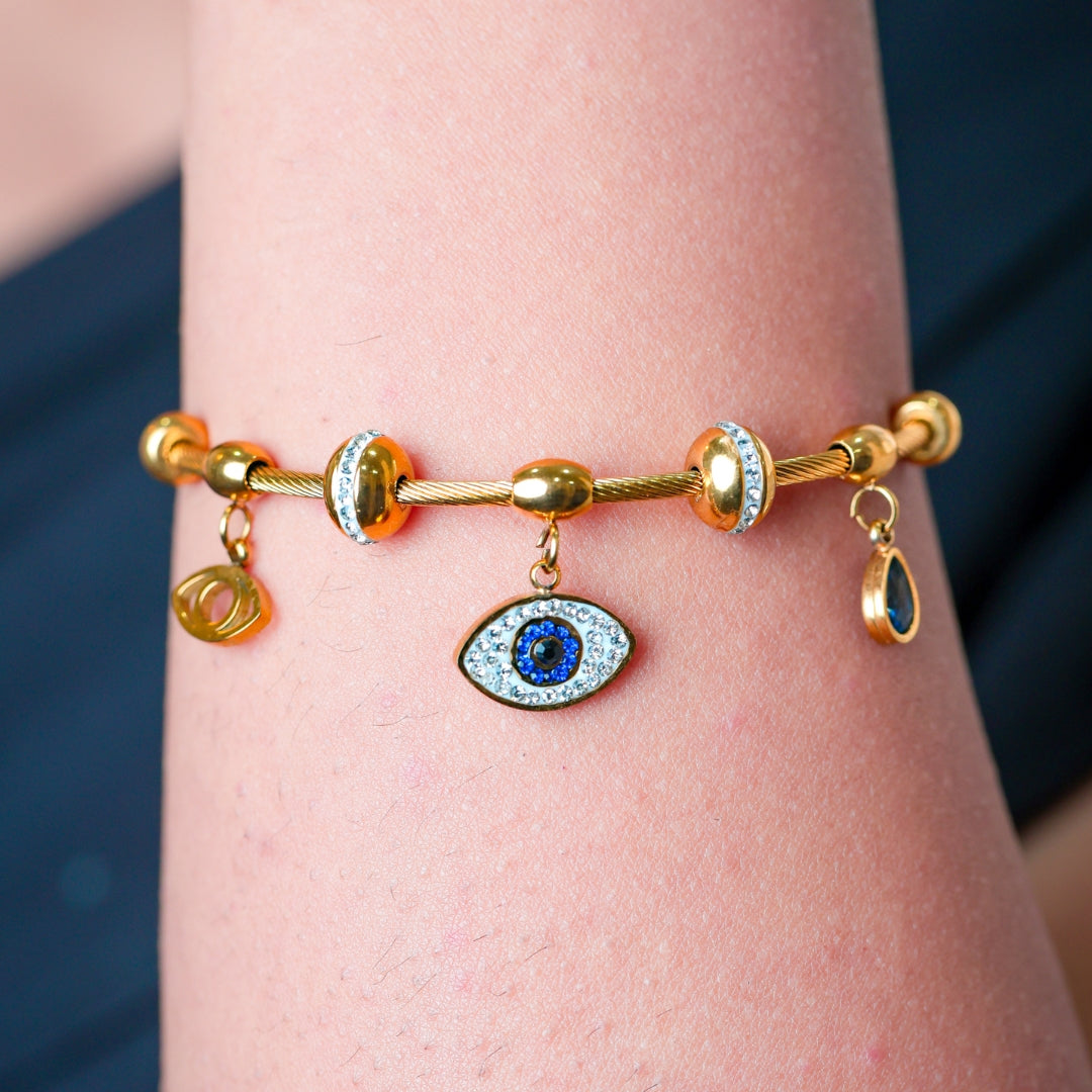 Evil Eye Charm Bracelet – 18K Gold Plated