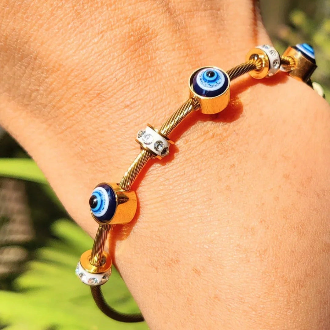 Evil Eye Sleek Anti Tarnish Magnetic Kada Bracelet