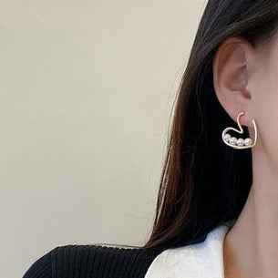 Anti Tarnish Pearl Heart Earrings
