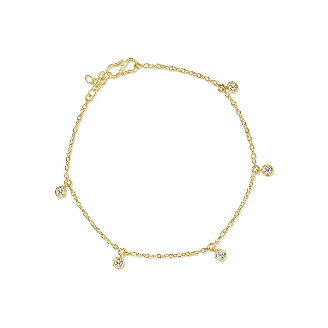 Minimal Bead Anklet - 18k Gold Plated Anti Tarnish