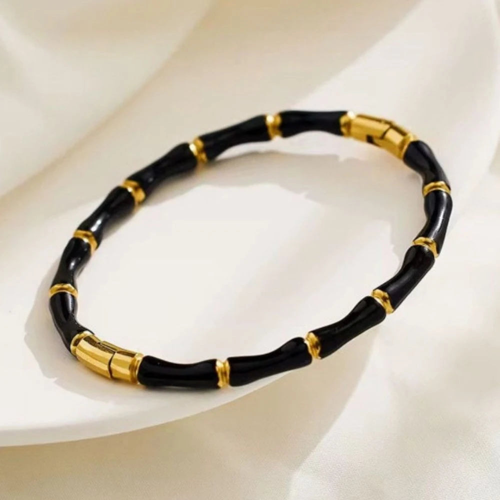Noir Bamboo Bangle – 18K Gold Plated