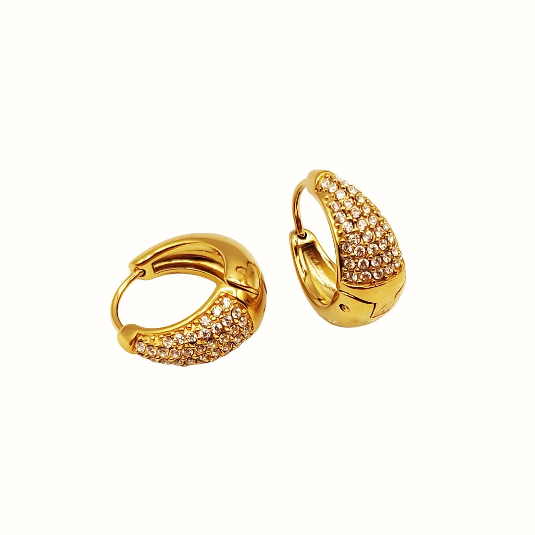 Regal Drop Hoops - 18k Gold Plated Earrings