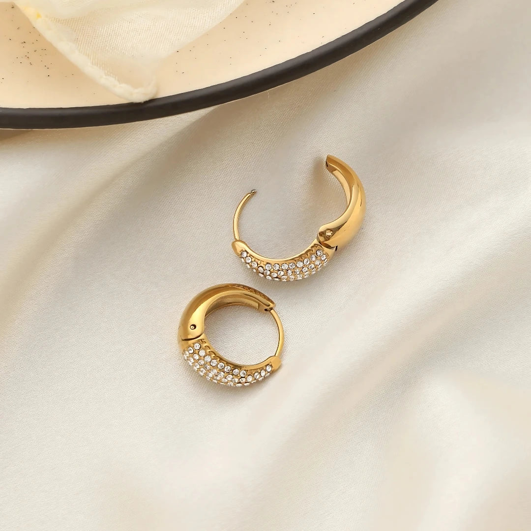 Regal Drop Hoops - 18k Gold Plated Earrings