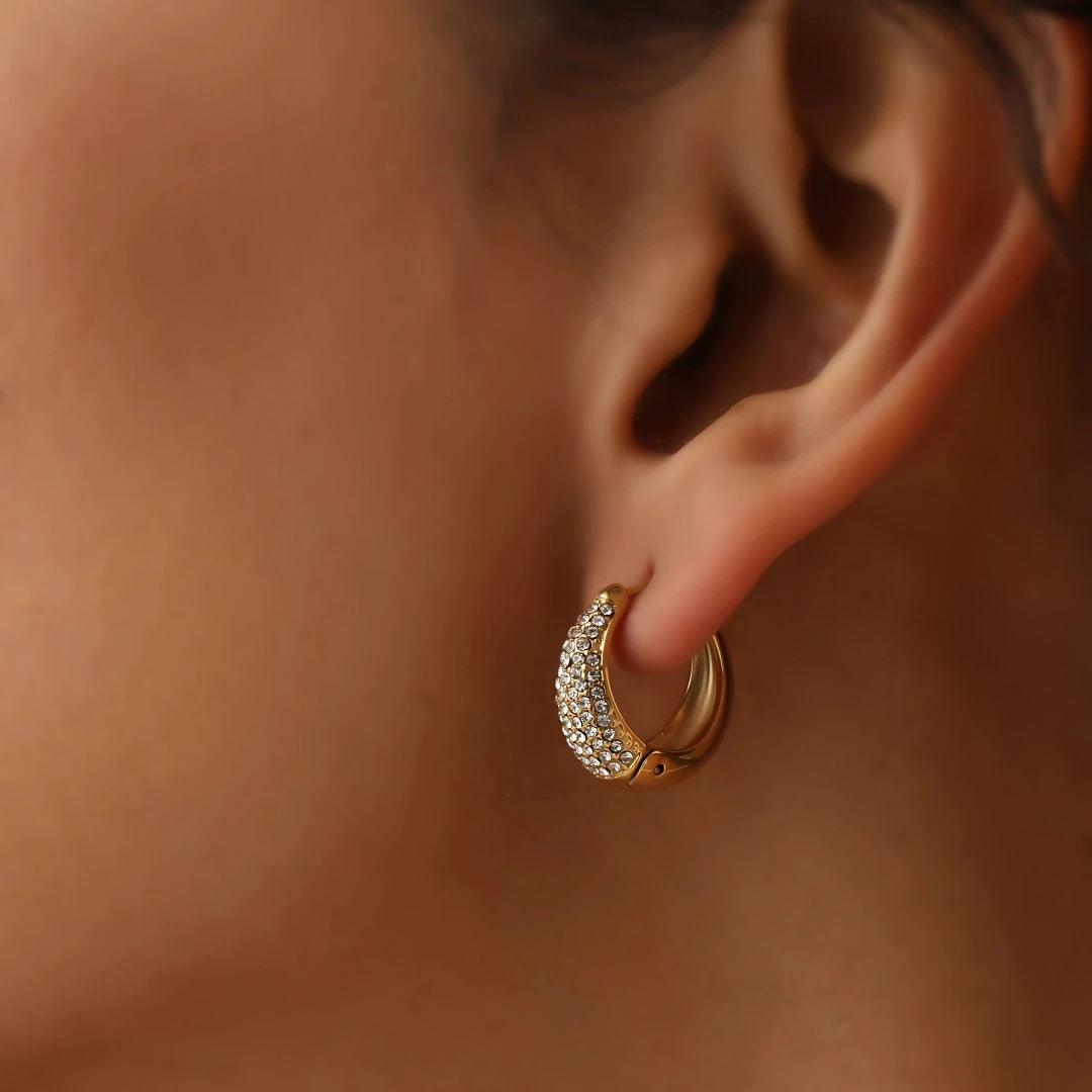 Regal Drop Hoops - 18k Gold Plated Earrings
