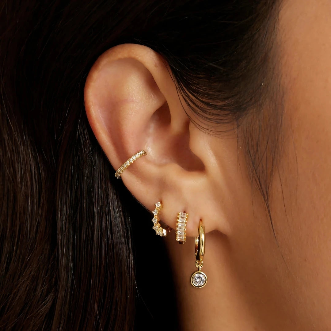 Solitaire Sparkle Hoops - 18k Gold Plated Anti Tarnish