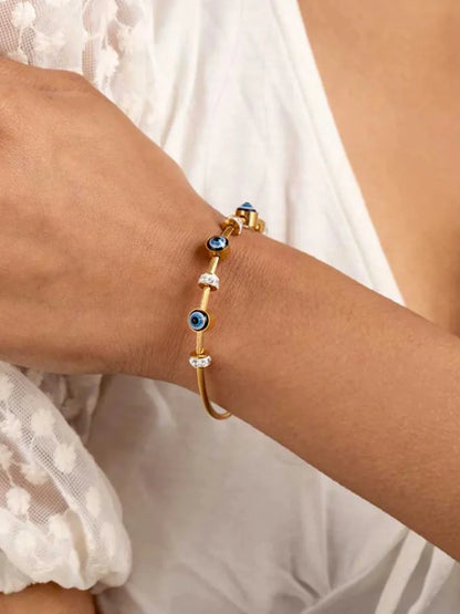 Evil Eye Sleek Anti Tarnish Magnetic Kada Bracelet