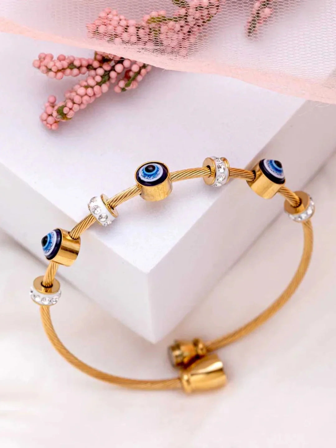 Evil Eye Sleek Anti Tarnish Magnetic Kada Bracelet