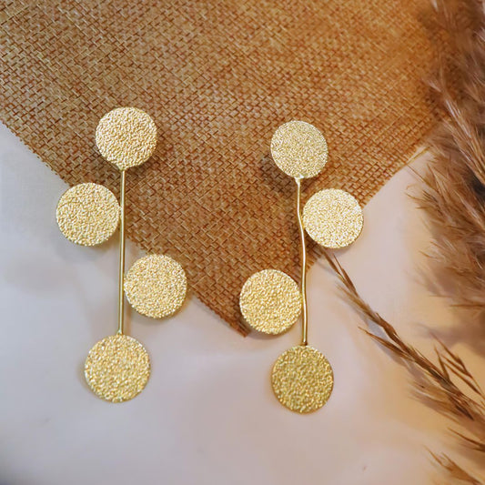 Sleek Golden Balls Brass Earrings