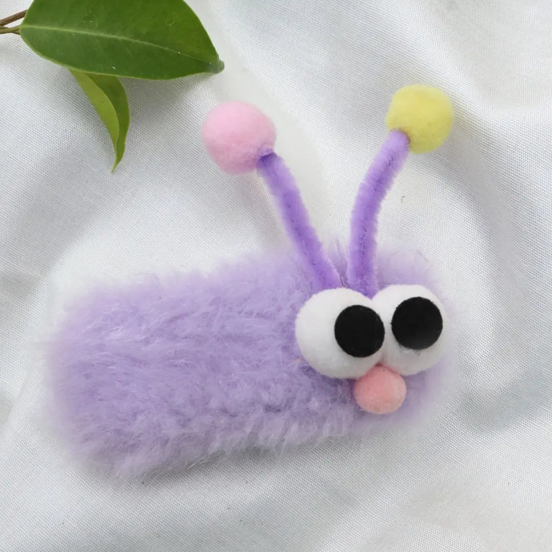 Lavender Furry Caterpillar Baby Clip