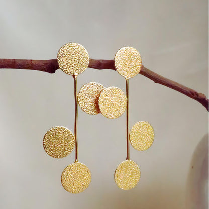 Sleek Golden Balls Brass Earrings