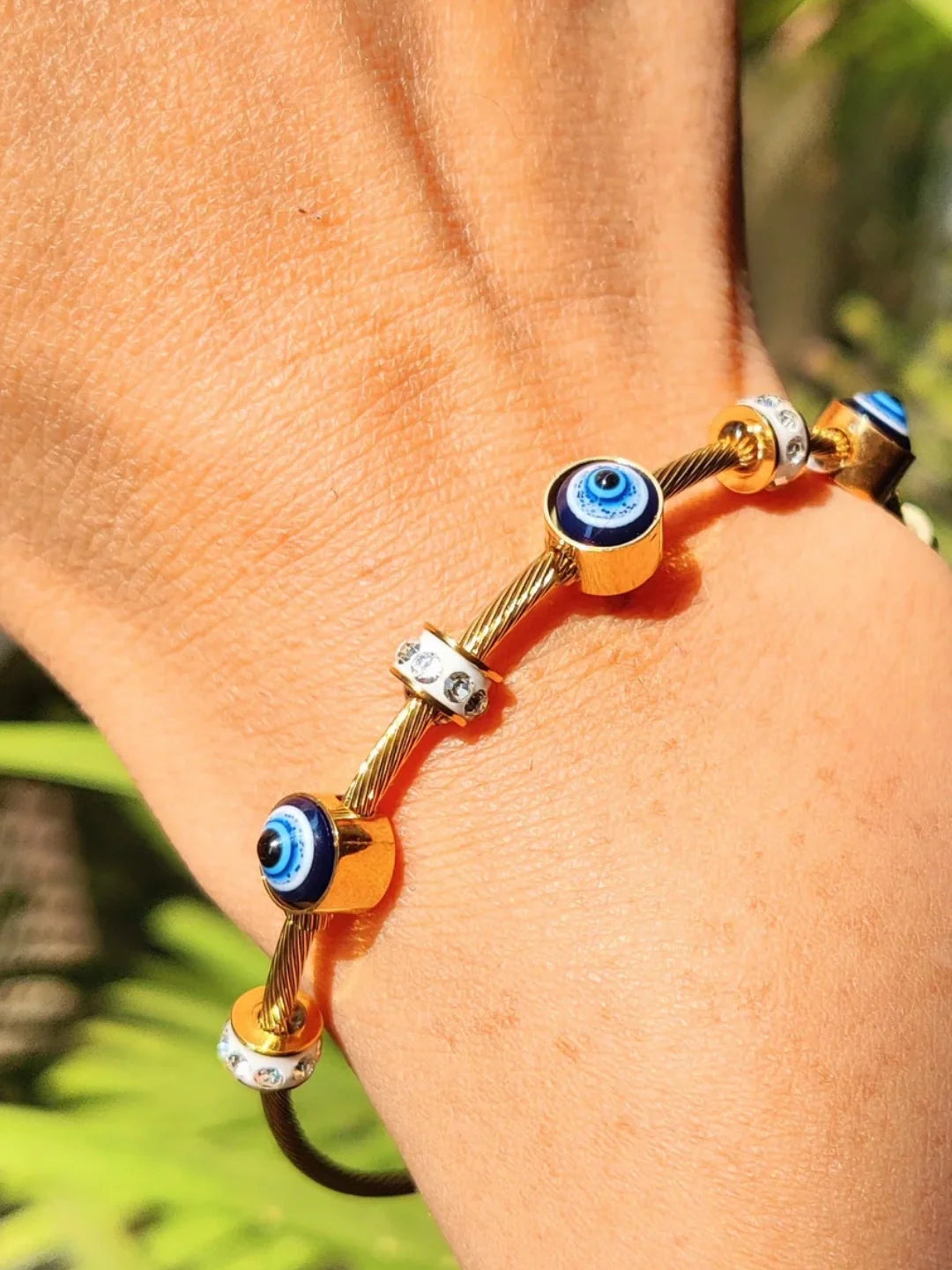 Evil Eye Sleek Anti Tarnish Magnetic Kada Bracelet