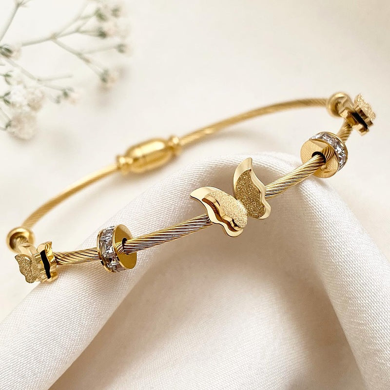 Classic Golden Butterfly Bracelet with Magnetic Lock