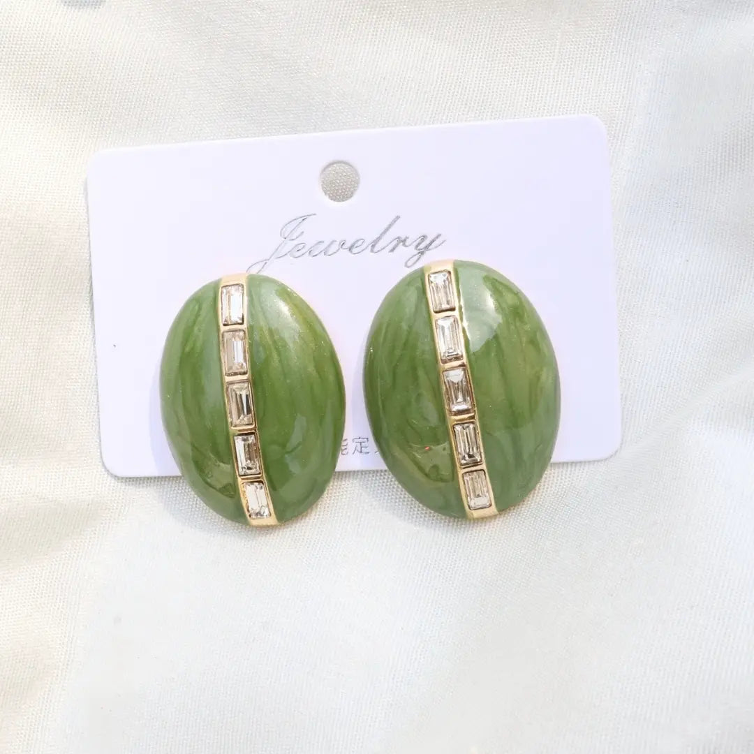 Green Oval Earrings