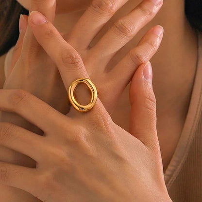 Anti Tarnish Golden Circle Ring