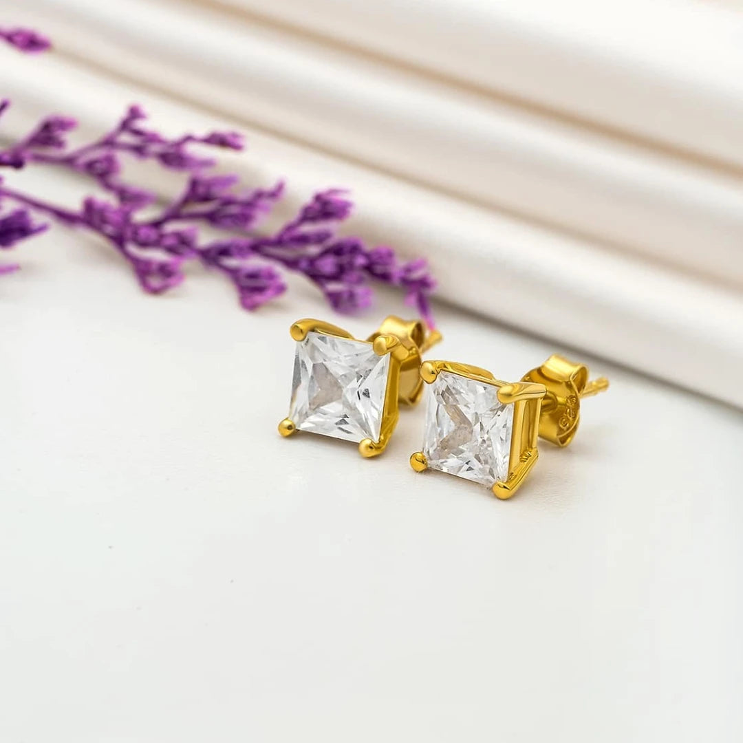 4mm Diamond Studs - 18K Gold Plated