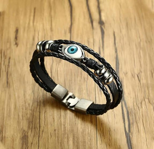 Evil Eye Leather Men Wrist Band