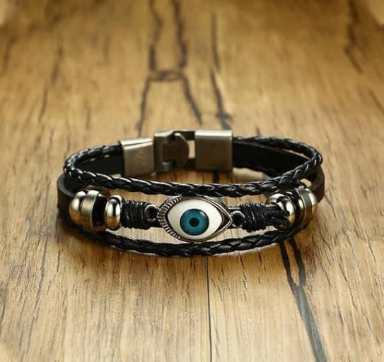 Evil Eye Leather Men Wrist Band