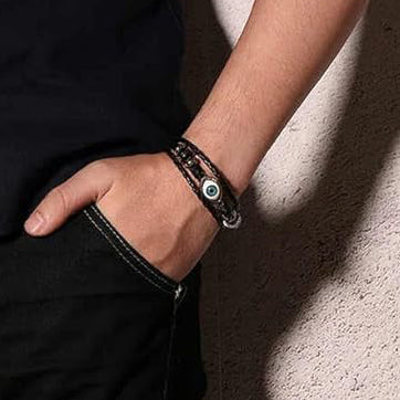 Evil Eye Leather Men Wrist Band