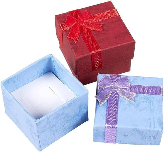 Small Cardboard Ring Box with Bow (Random Color)