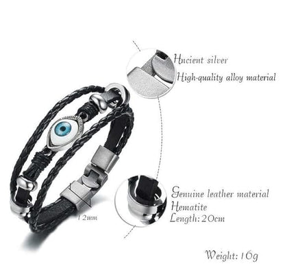 Evil Eye Leather Men Wrist Band