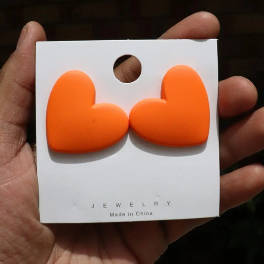 Orange Heart Earrings