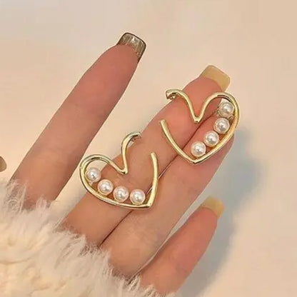 Anti Tarnish Pearl Heart Earrings