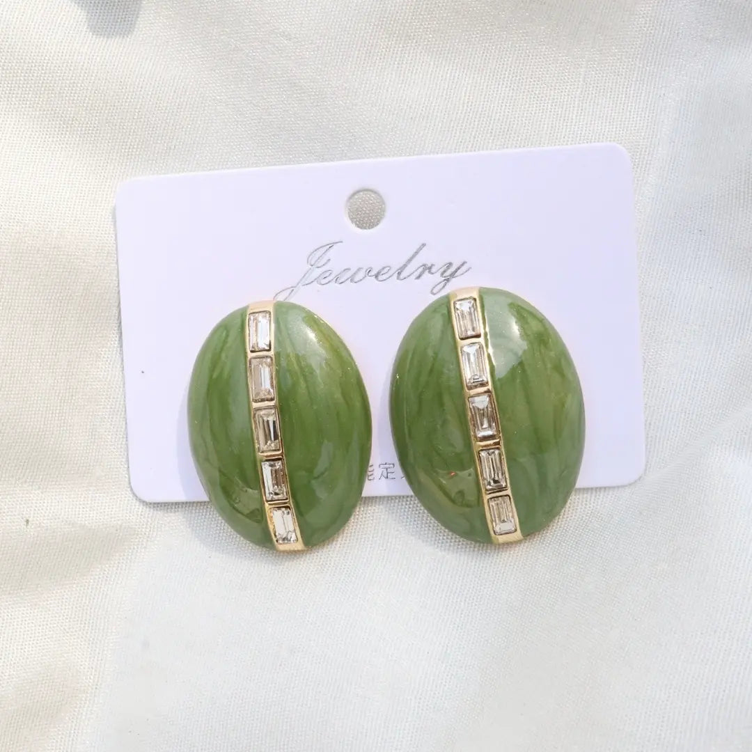 Green Oval Earrings