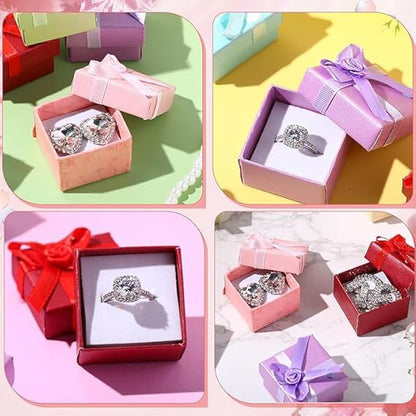 Small Cardboard Ring Box with Bow (Random Color)