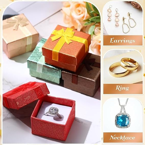 Small Cardboard Ring Box with Bow (Random Color)