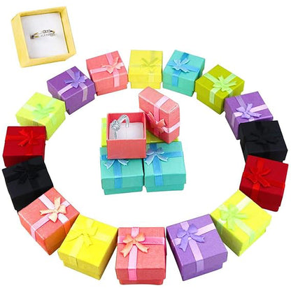 Small Cardboard Ring Box with Bow (Random Color)