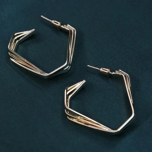 Anti Tarnish Pentagon Earrings