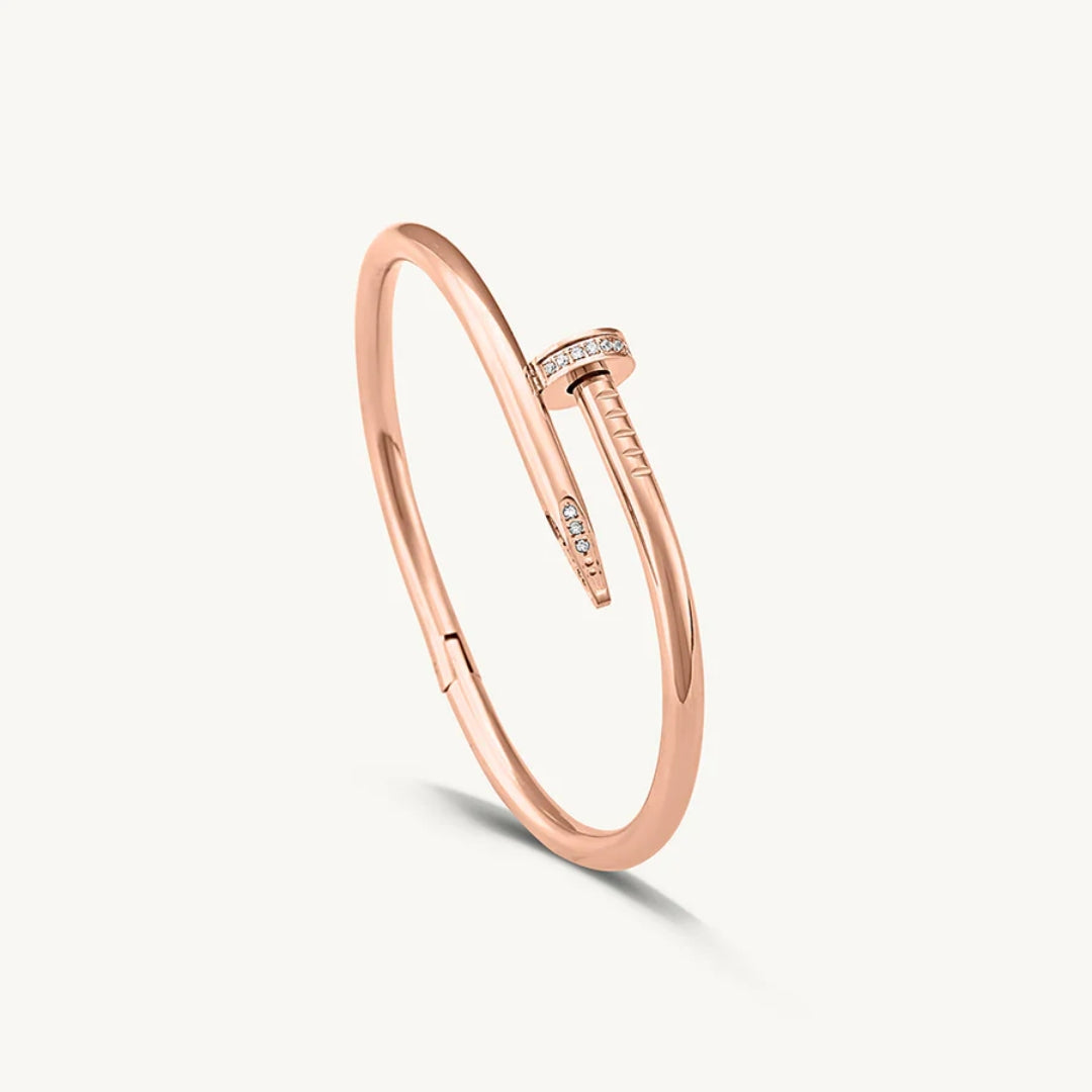 Anti Tarnish Stainless Steel Unisex Nail Bracelet Stone Studded