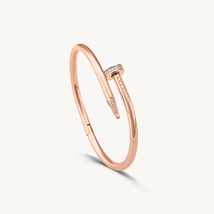 Anti Tarnish Stainless Steel Unisex Nail Bracelet Stone Studded