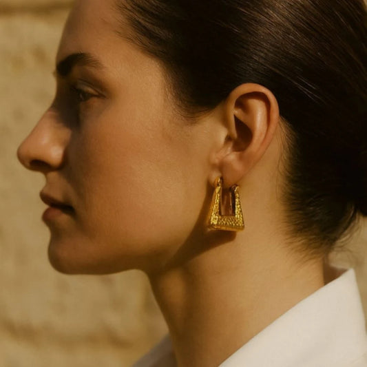 Aurelia Textured Hoop Earrings - 18K Gold Plated