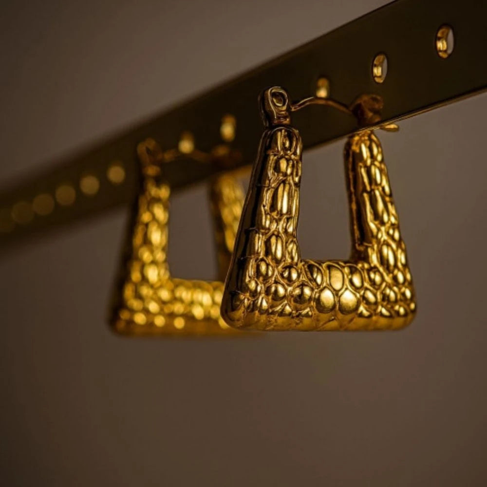 Aurelia Textured Hoop Earrings - 18K Gold Plated