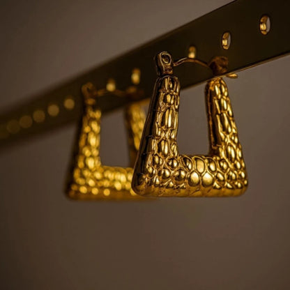 Aurelia Textured Hoop Earrings - 18K Gold Plated