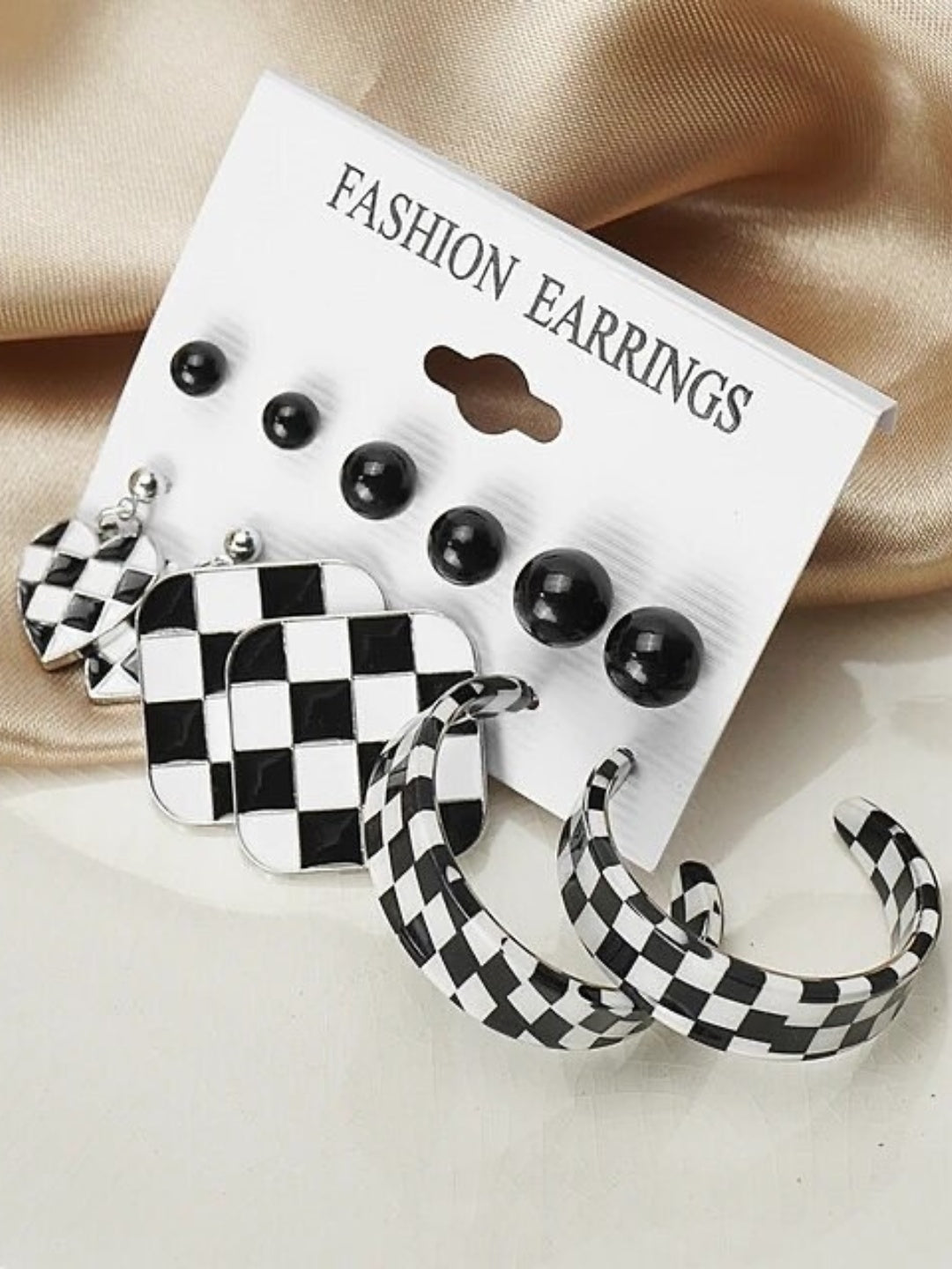 Black & White Earrings Set (Combo of 6 pairs)