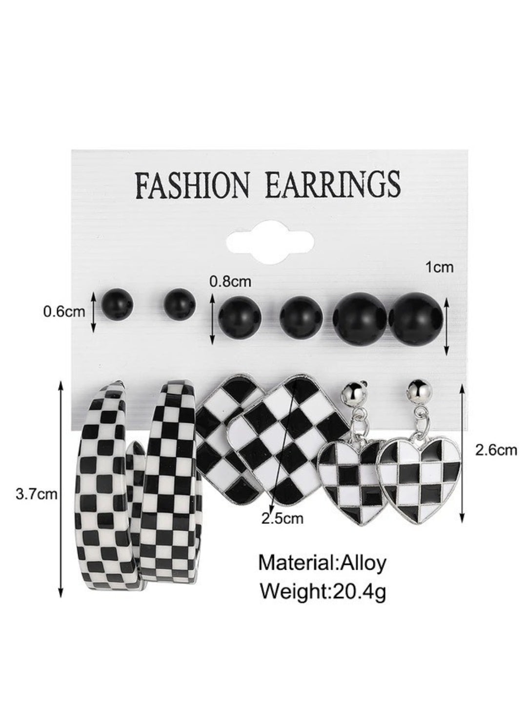 Black & White Earrings Set (Combo of 6 pairs)