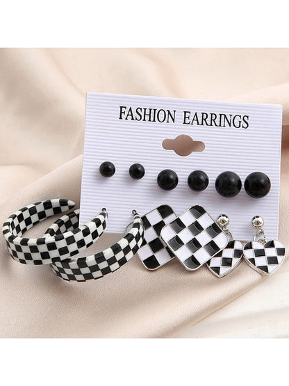 Black & White Earrings Set (Combo of 6 pairs)