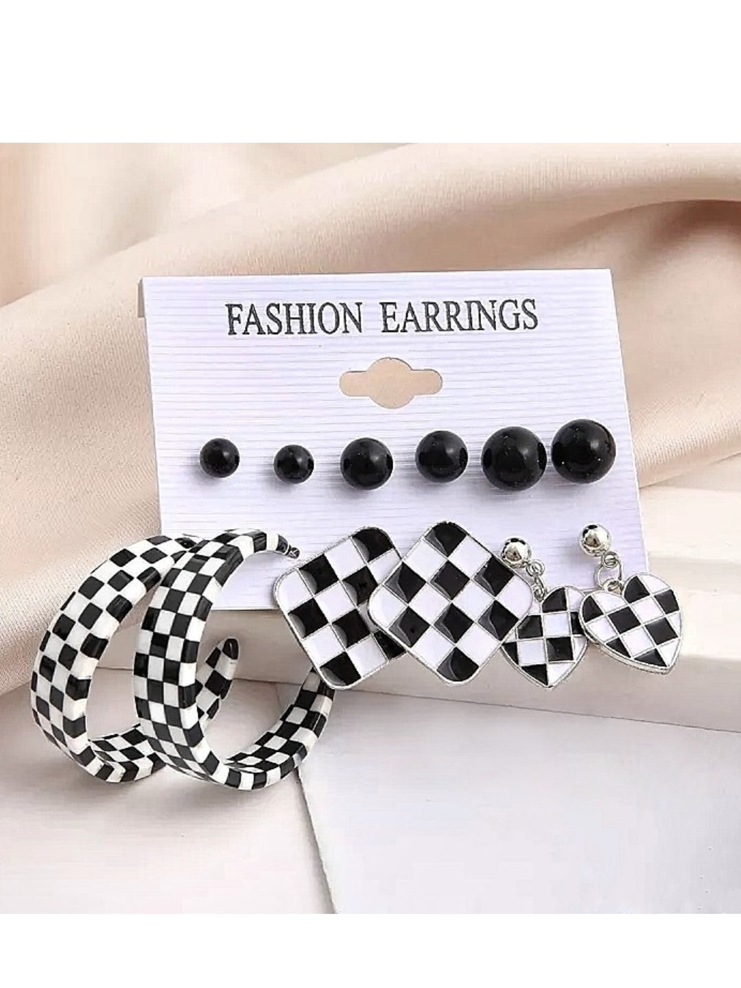 Black & White Earrings Set (Combo of 6 pairs)