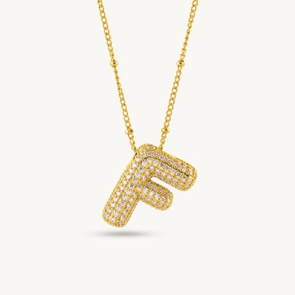 Bubble Initial Letter Pendant Necklace