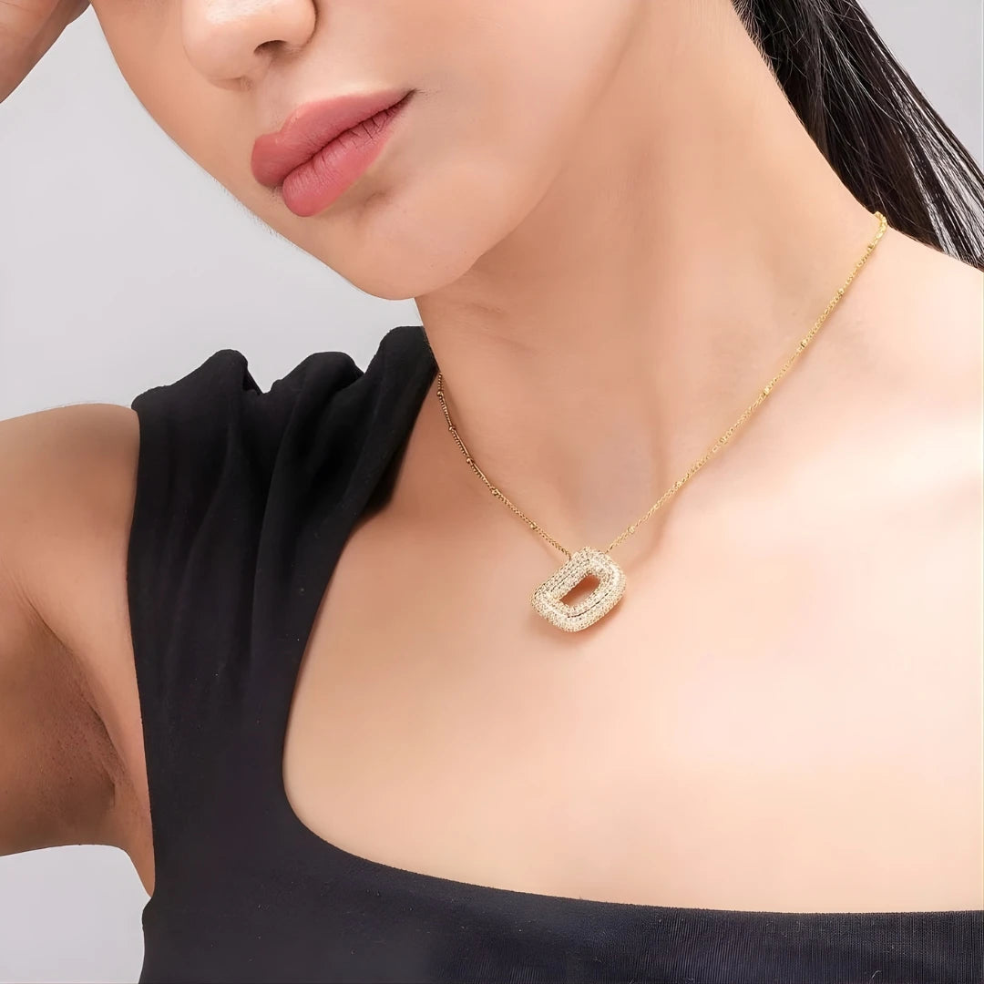 Bubble Initial Letter Pendant Necklace